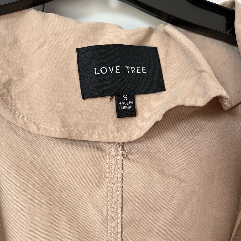 Love Tree Beige Lightweight Hooded Trench Coat with Drawstring Waist - Picture 5 of 5